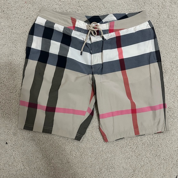 Burberry Britt Men's Checkered Swim Shorts - Beige black and red check classic - Picture 1 of 7